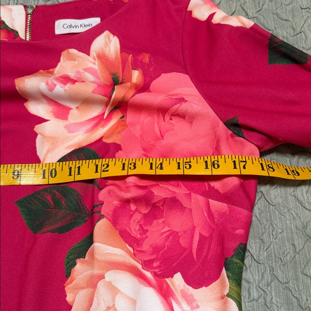 Calvin Klein Fuchsia Floral Midi Dress - Picture 5 of 12